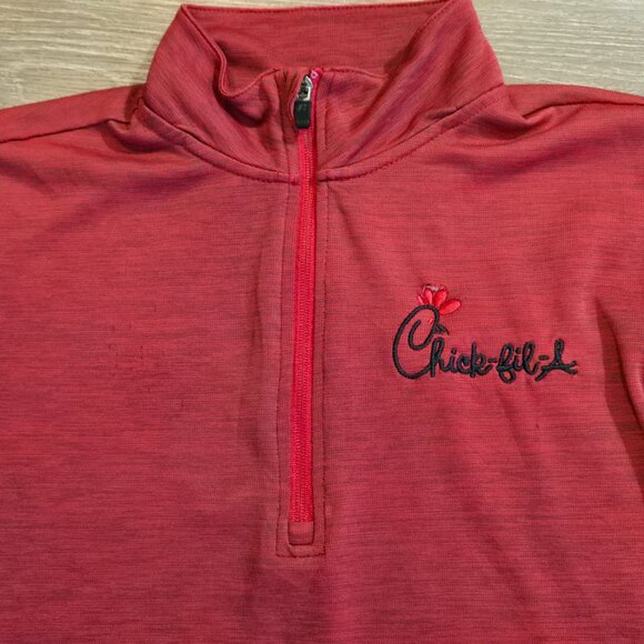 Russell Chick-Fil-A Quarter 1/4 Zip Performance Pullover Unisex Medium Red FLAW - Picture 3 of 6